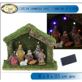 Crèche De Noel Lumineuse avec 7 santons et 5 LED