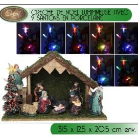 Creche de noel lumineuse Avec 9 Santons