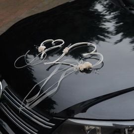 Decoration de voiture mariage guirlandes pompon avec tableau