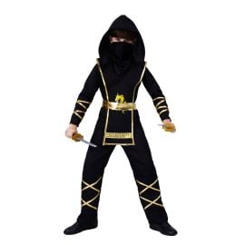 Déguisement Garçon Ninja Noir et Or 5/6 Ans