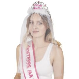 Diadème future mariée avec voile - taille unique - adulte