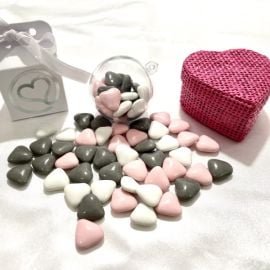 Dragées Coeur Chocolat Assorti Blanc Rose Gris