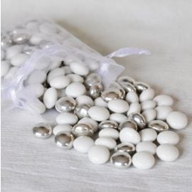 Dragees au chocolat confetti Blanc et Argent