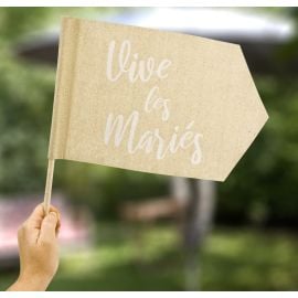 Drapeau en toile de jute Vive les Mariés