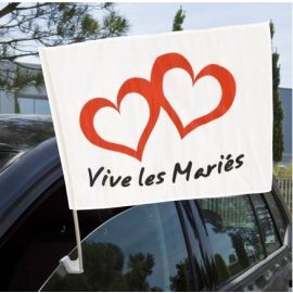 Drapeau vive les mariés pour voiture