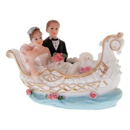 Figurine gateau couple de marié sur gondole