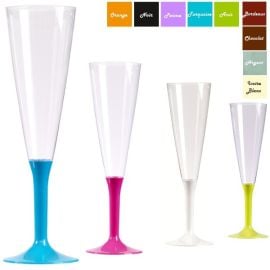 Flûte à Champagne plastique pas cher a pied Couleur 12 cl x 20 pièces