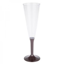 Flûte à champagne plastique Chocolat x 20