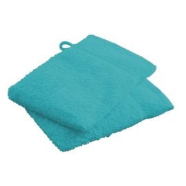 Gant de bain Bleu Turquoise en 100 % coton x 2 pièces