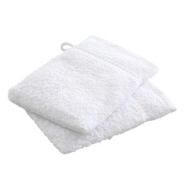 Gant de toilette Blanc en 100 % coton x 2 pièces