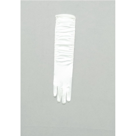 gants satin - relevé - 38 cm - blanc