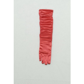 gants satin - relevé - 38 cm - rouge