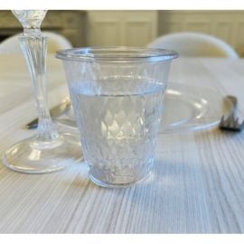 Verre Cristal Plastique Liseré Argent, vaisselle jetable - Badaboum