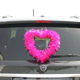 Grand coeur en plume Fuchsia