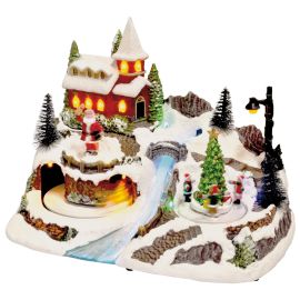 Grand Village de Noel avec Pere Noel et Sapin Animé