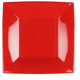 Grande assiette en plastique carrée Rouge 29x29cm