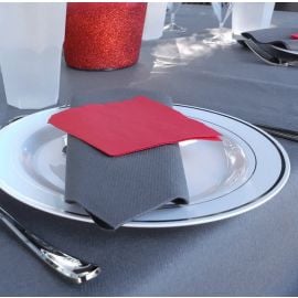 GRANDE ASSIETTE PLASTIQUE LISERE ARGENT 