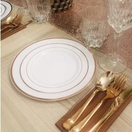 Grande Assiette plastique ronde liseré Rose gold