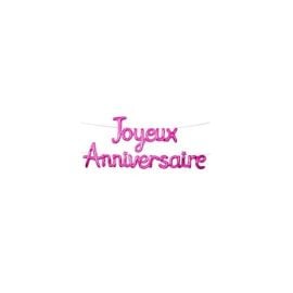 Ballon Mylar Géant Joyeux anniversaire Fuchsia