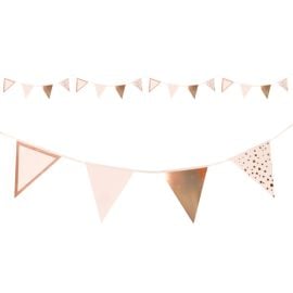 Guirlande de 16 fanions en papier rose gold