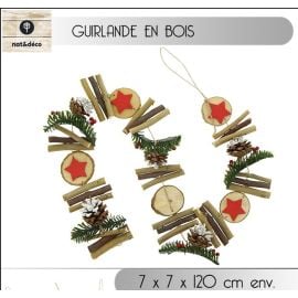 Guirlande de noel Nature Rondin de bois 