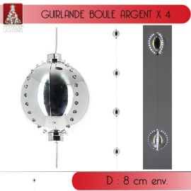 Guirlande lumineuse 4 boules Argent 44 LED Blanc