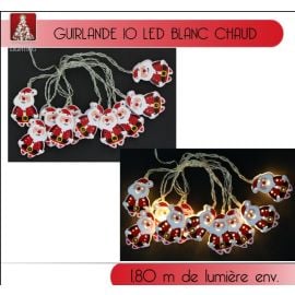 Guirlande lumineuse a pile 10 LED Père Noel