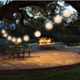 Guirlande lumineuse a pile Boule en rotin Blanc 10 LED