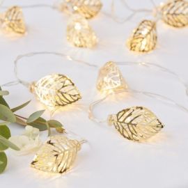 Guirlande lumineuse de table 10 Feuilles LED Or