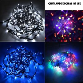 Guirlande lumineuse de Noel Digital 128 LEDS - decoration fetes pas cher - Badaboum.fr