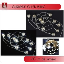 Guirlande lumineuse a pile 10 LED boule chromée