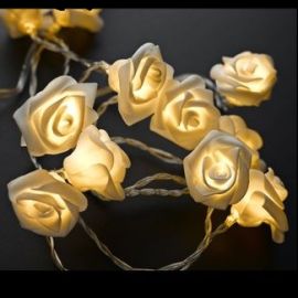 Guirlande lumineuse a pile Rose blanche
