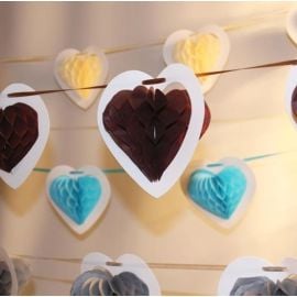 Guirlande mariage géante 10 coeurs alvéolés Chocolat