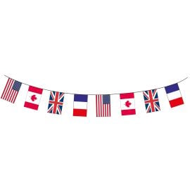 Guirlande tissu drapeaux alliés - 10 m