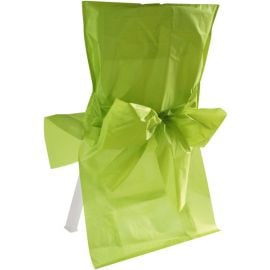 Housse de chaise satin Vert anis avec noeud x10
