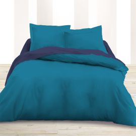 Housse de couette 240x260 cm Unie Bleu Turquoise en 100% coton