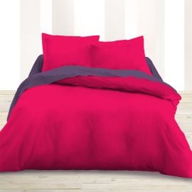 Housse de couette 240x260 unie Fuchsia 100 % coton