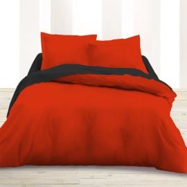 Housse de couette 240x260 unie Rouge en 100 % coton