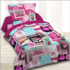 Housse de couette Fille 140x200 Pink Shopping