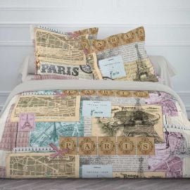 Housse de couette pas cher 220x240 Paris Vintage