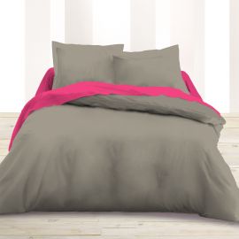 Housse de couette pas cher 240x260 unie Beige