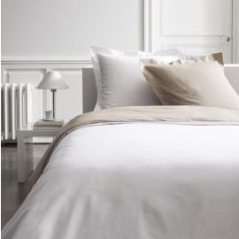 Housse de couette percale 220x240 cm Bicolore Beige Blanc