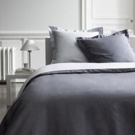 Housse de couette percale 220x240 cm Bicolore Gris foncé Gris clair