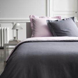 Housse de couette percale 240x260 cm Bicolore Rose gris foncé