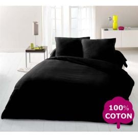 Housse de couette Noire Unie 220x240 cm en 100 % coton TODAY