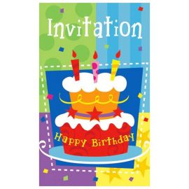 Invitations Happy Birthday Gâteau x6pcs