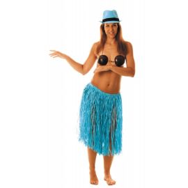 Jupe hawai en raffia Bleu