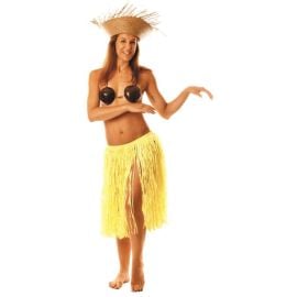 Jupe hawai en raffia Jaune