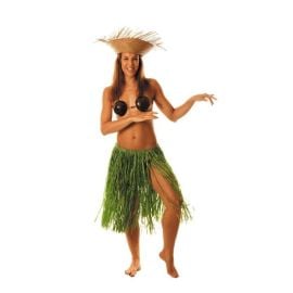 Jupe hawai en raffia Vert