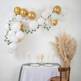 Kit Arche de 60 Ballons Elegance Blanc et Or